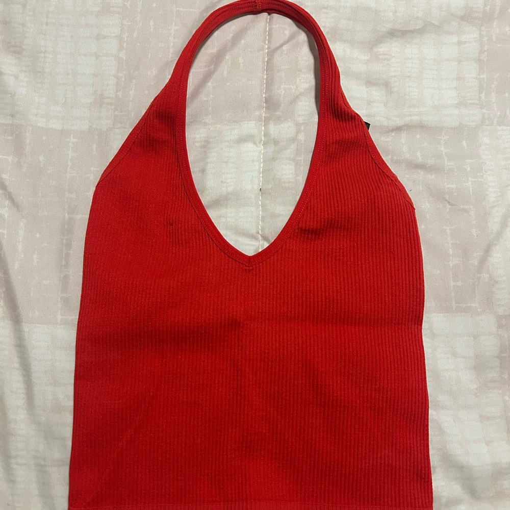 Vibrant Red Knit Halter Top from Urban Outfitters